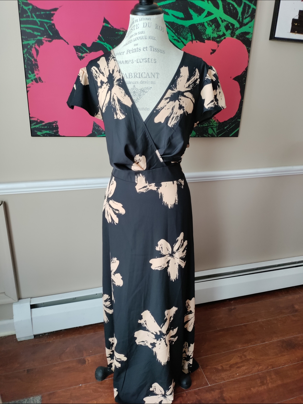 Women’s Plus Size Black Floral Wrap Maxi Dress Floral Print Size 18